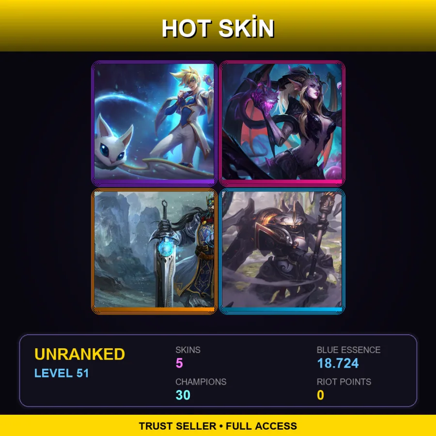 EUW | Lv51 | Unranked | 5 Skin | 30 Champ — King Tryndamere