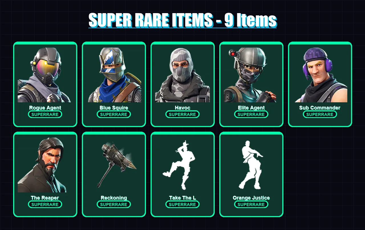 [PS4/PS5/XBOX/PC] | Rogue Agent | Blue Squire | Havoc | Elite Agent | Sub Commander | 29 skin | 18 pickaxe | 25 emote | 23 glider | Lv308