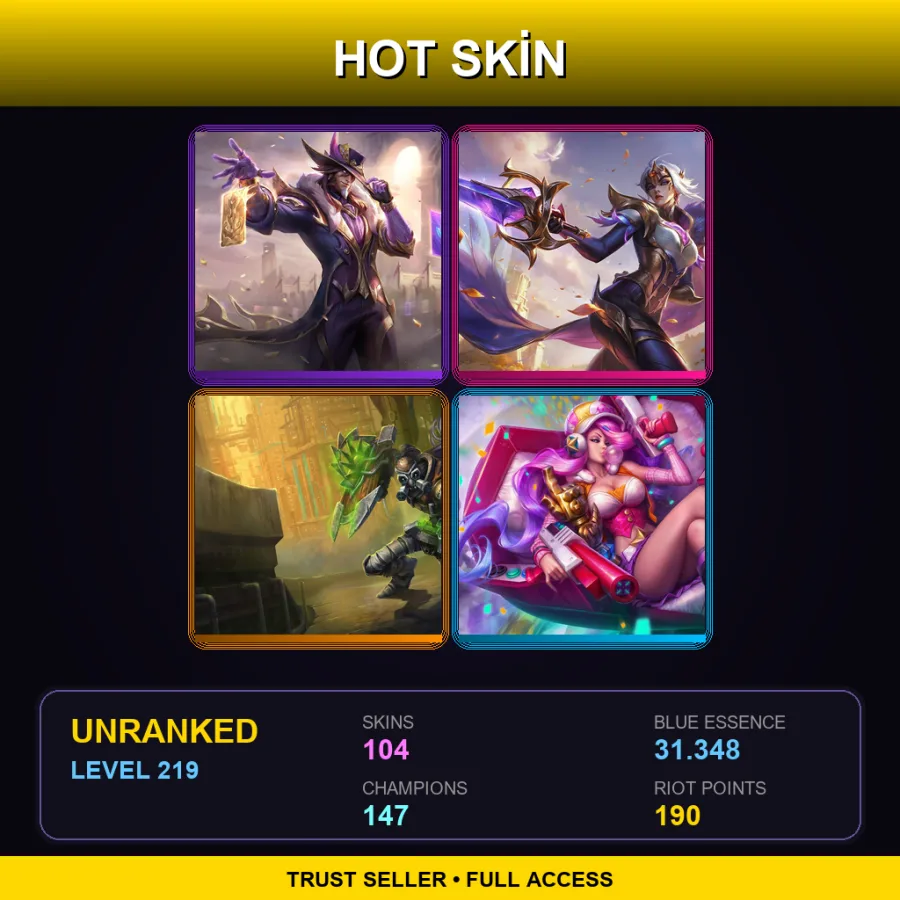 TR | Lv219 | Unranked | 104 Skin | 147 Champ — Hextech Singed