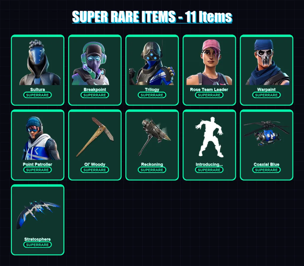 [PC/XBOX/PSN] | Sultura | Breakpoint | Trilogy | Rose Team Leader | Warpaint | 95 skin | 101 pickaxe | 78 emote | 95 glider | Lv1131 — Fortnite account