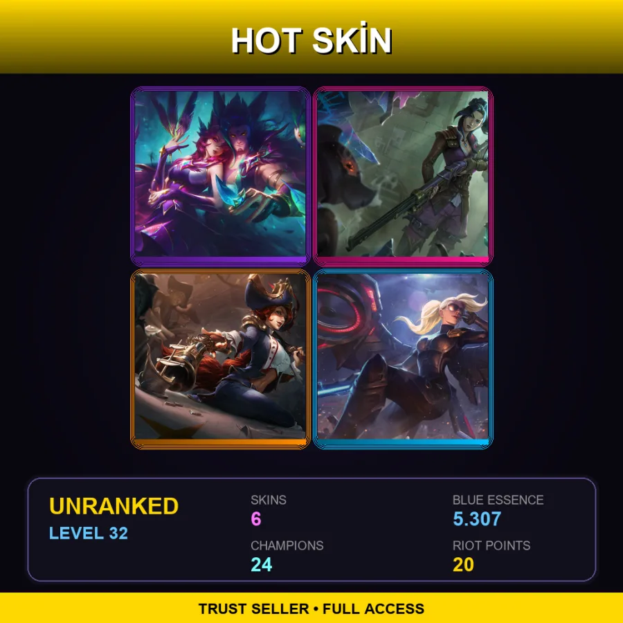 EUW | Lv32 | Unranked | 6 Skin | 24 Champ