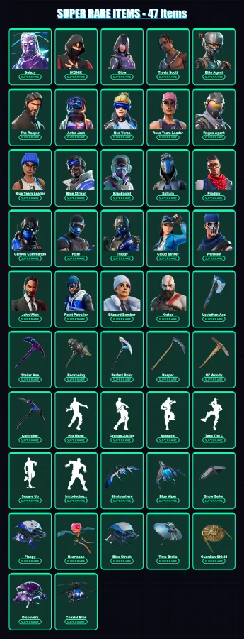[PC/XBOX/PSN] | Galaxy | IKONIK | Glow | Travis Scott | Elite Agent | 269 skin | 205 pickaxe | 256 emote | 179 glider | Lv2673
