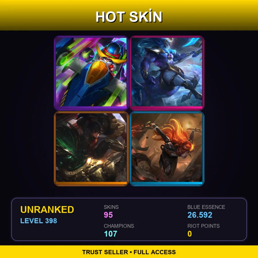 EUW | Lv398 | Unranked | 95 Skin | 107 Champ — Commando Lux