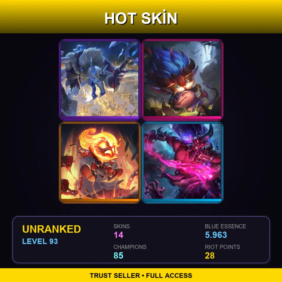 EUW | Lv93 | Unranked | 14 Skin | 85 Champ