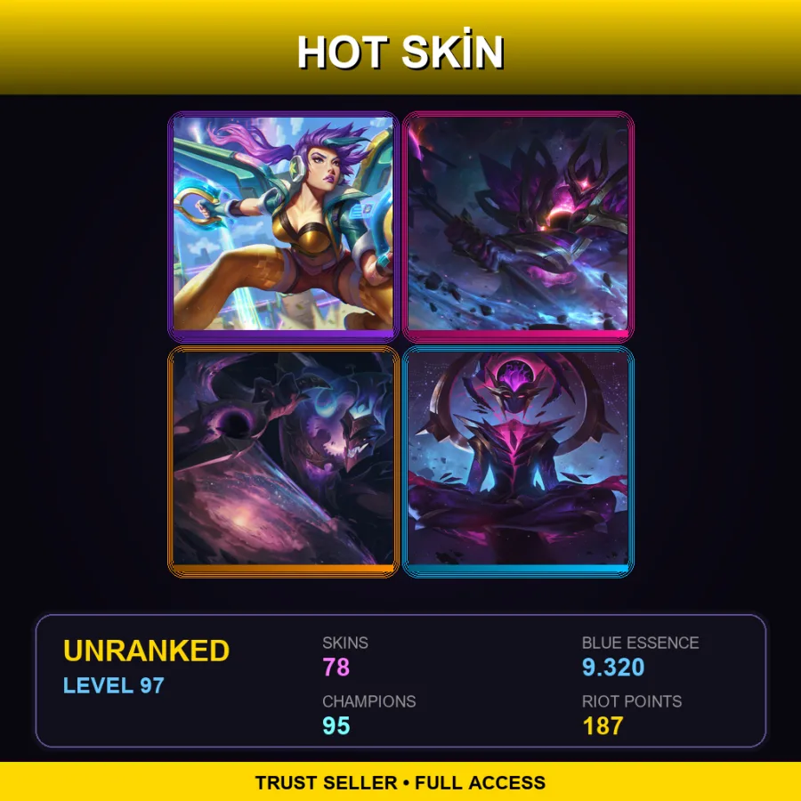 EUW | Lv97 | Unranked | 78 Skin | 95 Champ — LoL account
