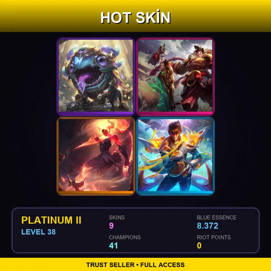 EUW | Lv38 | Platinum II | 9 Skin | 41 Champ
