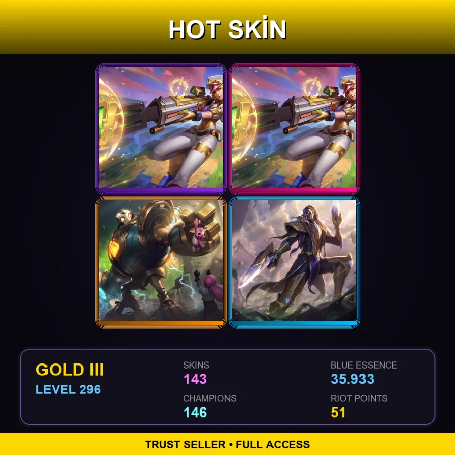 LAN | Lv296 | Gold III | 143 Skin | 146 Champ
