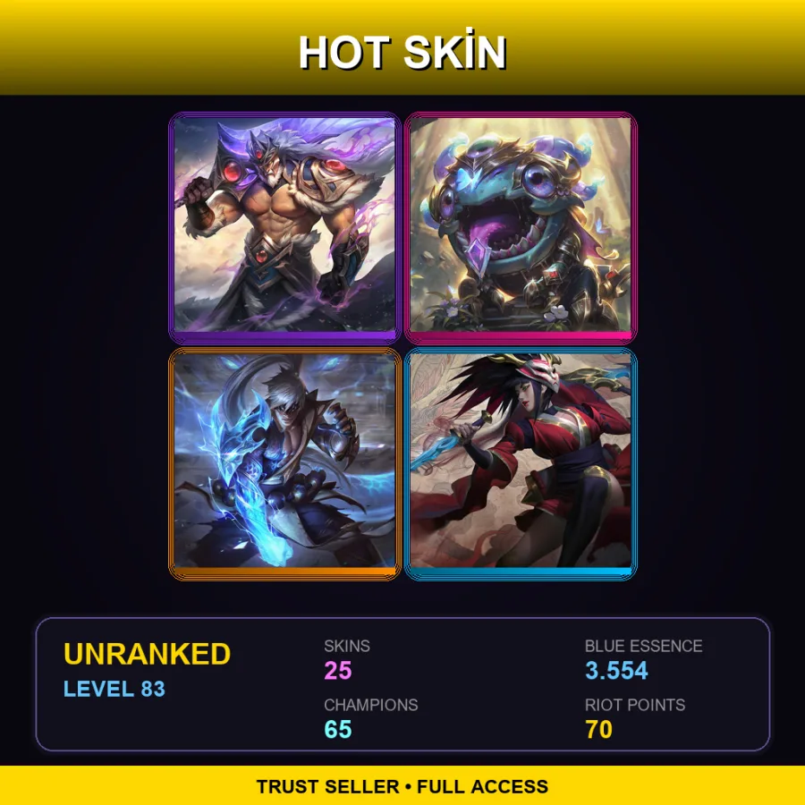 LAN | Lv83 | Unranked | 25 Skin | 65 Champ