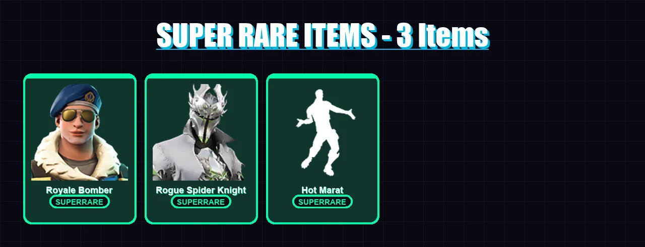 [PC] | Royale Bomber | Rogue Spider Knight | Ronin | The Foundation | Thor | 22 skin | 78 pickaxe | 55 emote | 72 glider | Lv1052