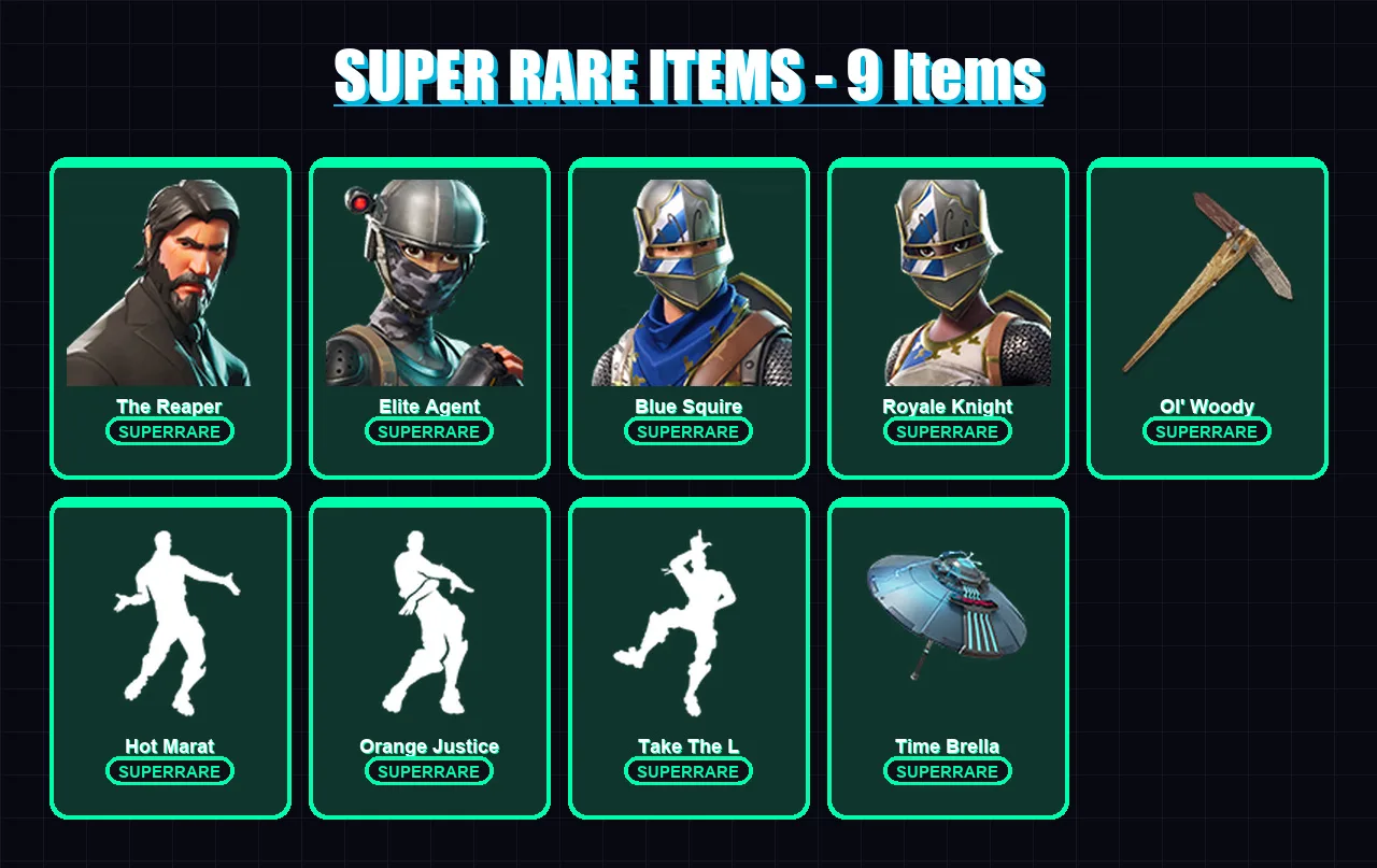 [PC/XBOX/PSN] | The Reaper | Elite Agent | Blue Squire | Royale Knight | Omega | 55 skin | 59 pickaxe | 70 emote | 68 glider | Lv987 — Fortnite account