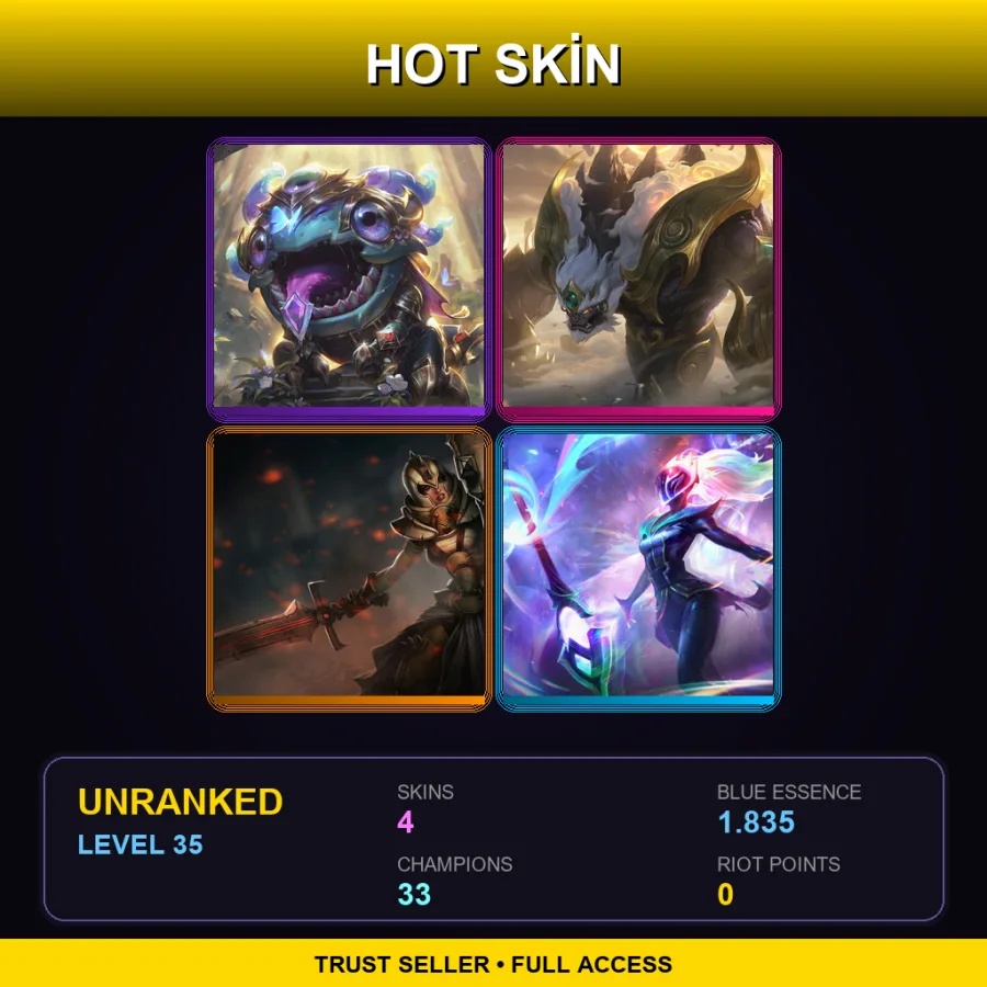 NA | Lv35 | Unranked | 4 Skin | 33 Champ