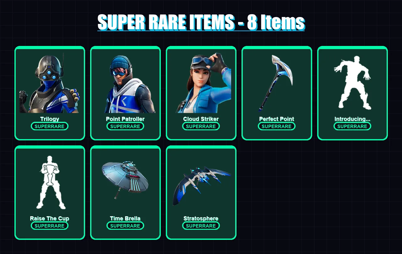 [PS4/PS5/XBOX/PC] | Trilogy | Point Patroller | Cloud Striker | Midas | Menace | 130 skin | 172 pickaxe | 142 emote | 144 glider | Lv2321