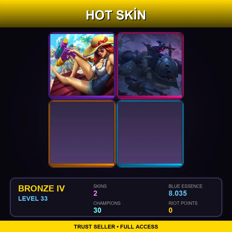 EUNE | Lv33 | Bronze IV | 2 Skin | 30 Champ