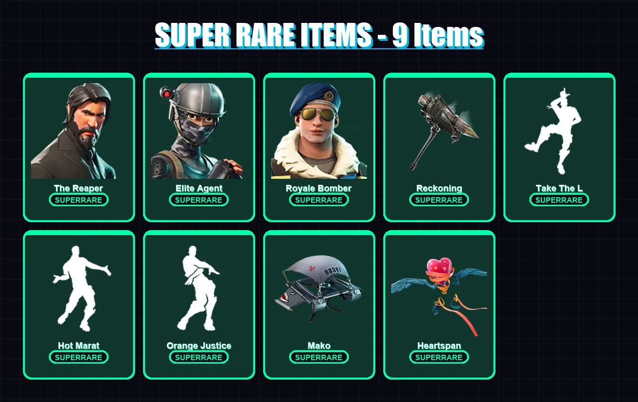 [PS4/PS5/XBOX/PC] | The Reaper | Elite Agent | Royale Bomber | Joey | Zenith | 115 skin | 100 pickaxe | 111 emote | 111 glider | Lv1518