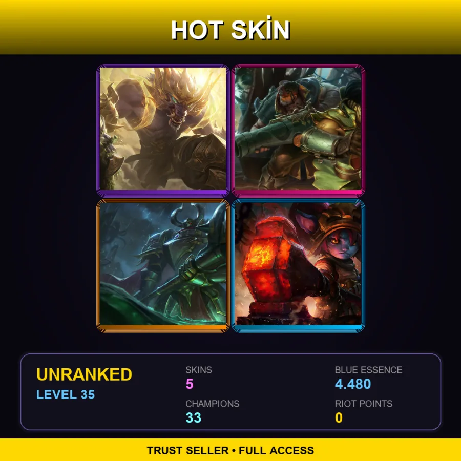 EUNE | Lv35 | Unranked | 5 Skin | 33 Champ — Blacksmith Poppy