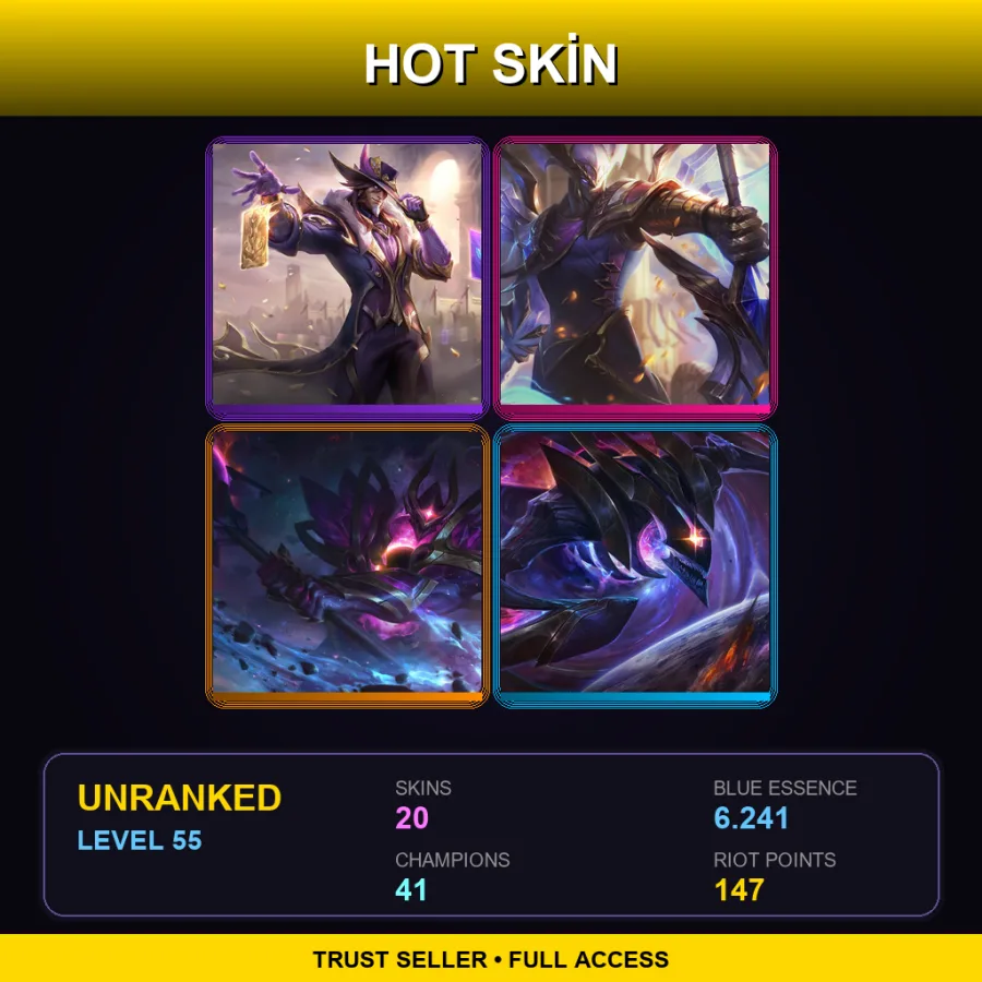 EUW | Lv55 | Unranked | 20 Skin | 41 Champ — LoL account