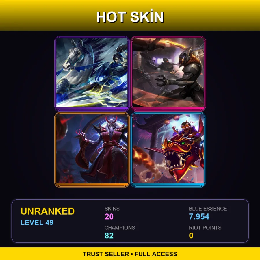 SG | Lv49 | Unranked | 20 Skin | 82 Champ