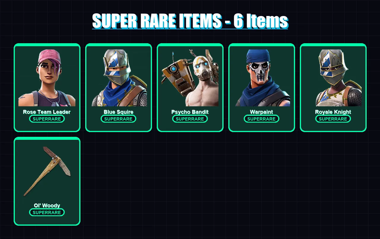 [PC/XBOX/PSN] | Rose Team Leader | Blue Squire | Psycho Bandit | Warpaint | Royale Knight | 15 skin | 26 pickaxe | 17 emote | 25 glider | Lv418