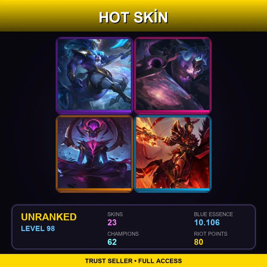 EUNE | Lv98 | Unranked | 23 Skin | 62 Champ
