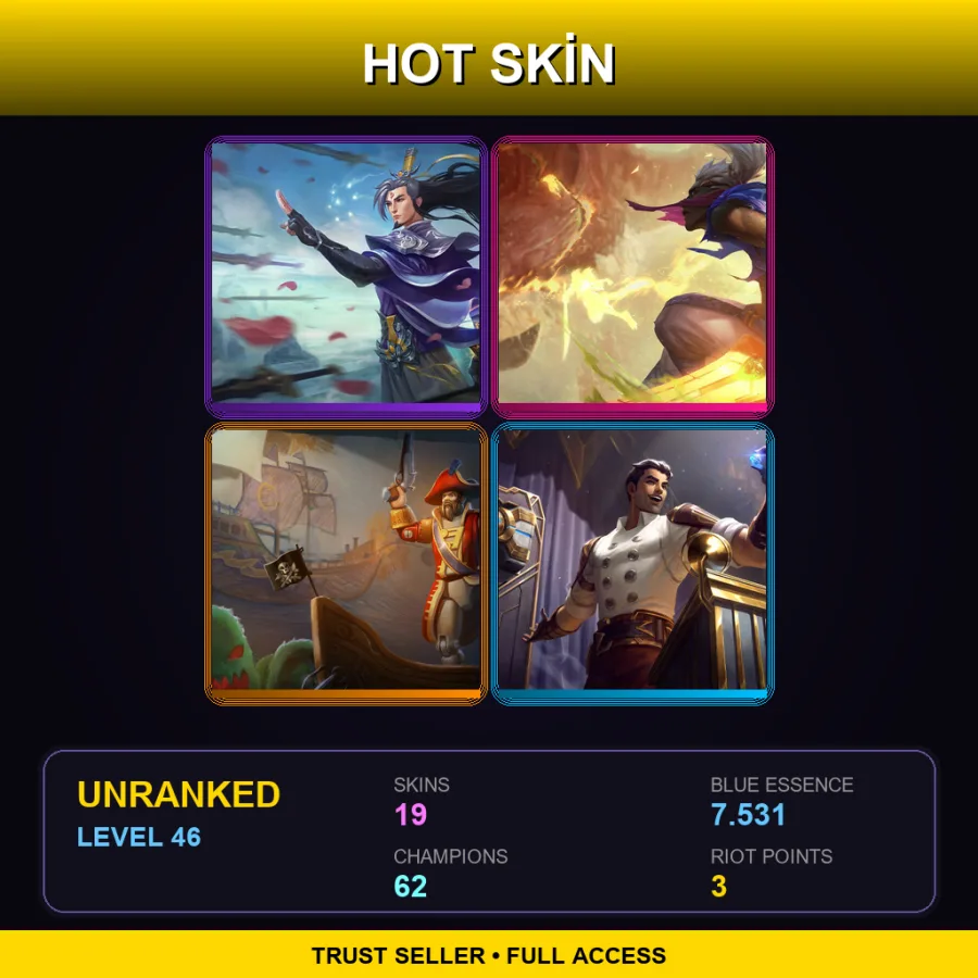 TR | Lv46 | Unranked | 19 Skin | 62 Champ