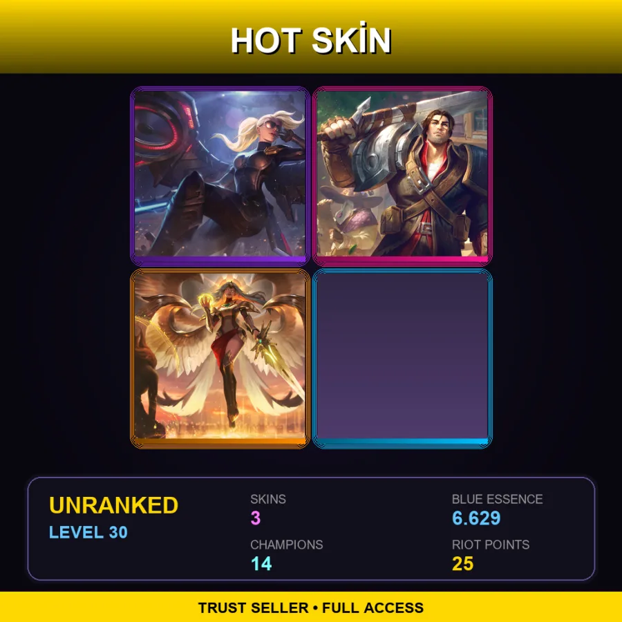 LAS | Lv30 | Unranked | 3 Skin | 14 Champ — LoL account