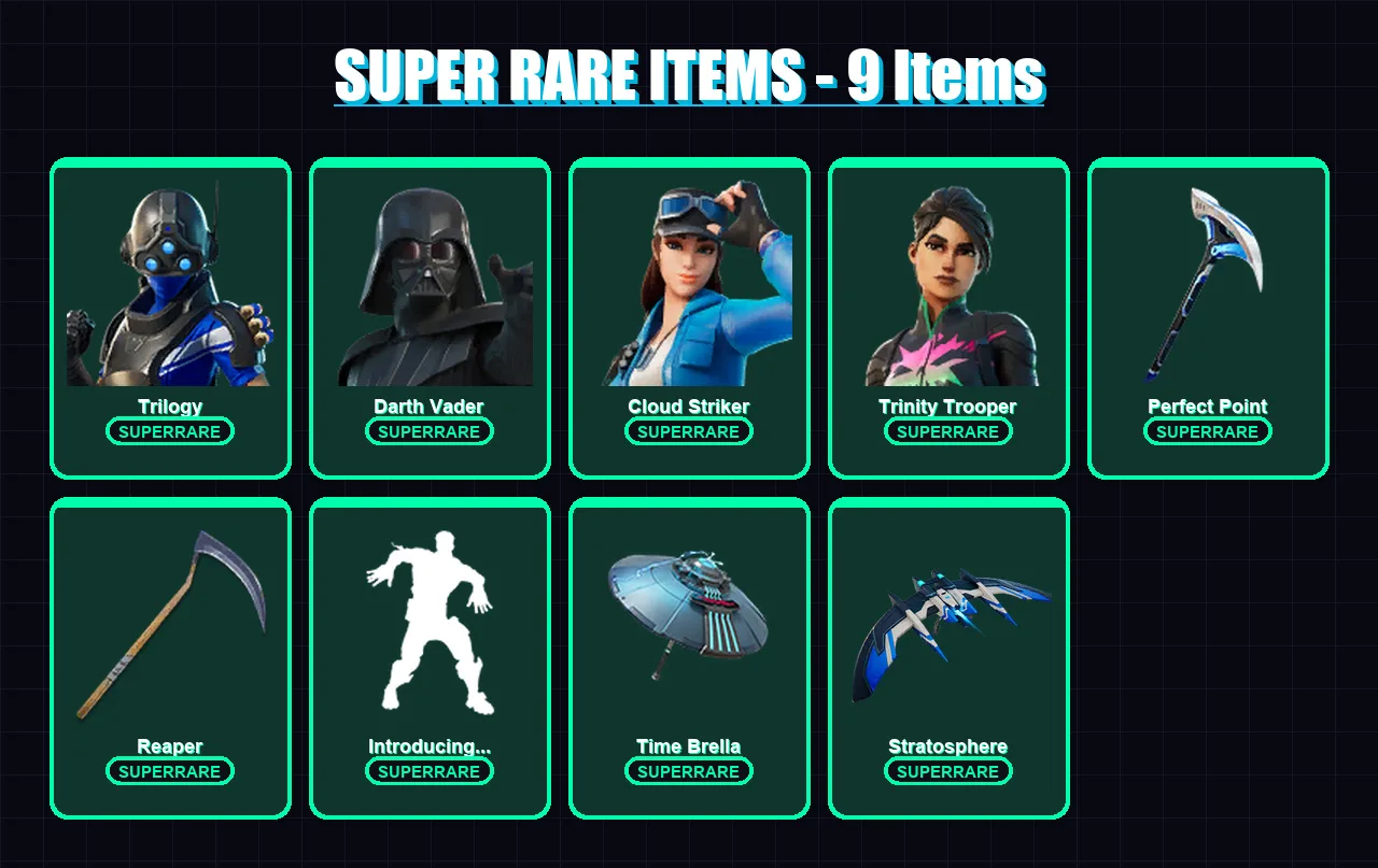 [PC/XBOX/PSN] | Trilogy | Darth Vader | Cloud Striker | Trinity Trooper | Frostbite | 138 skin | 147 pickaxe | 121 emote | 125 glider | Lv2111