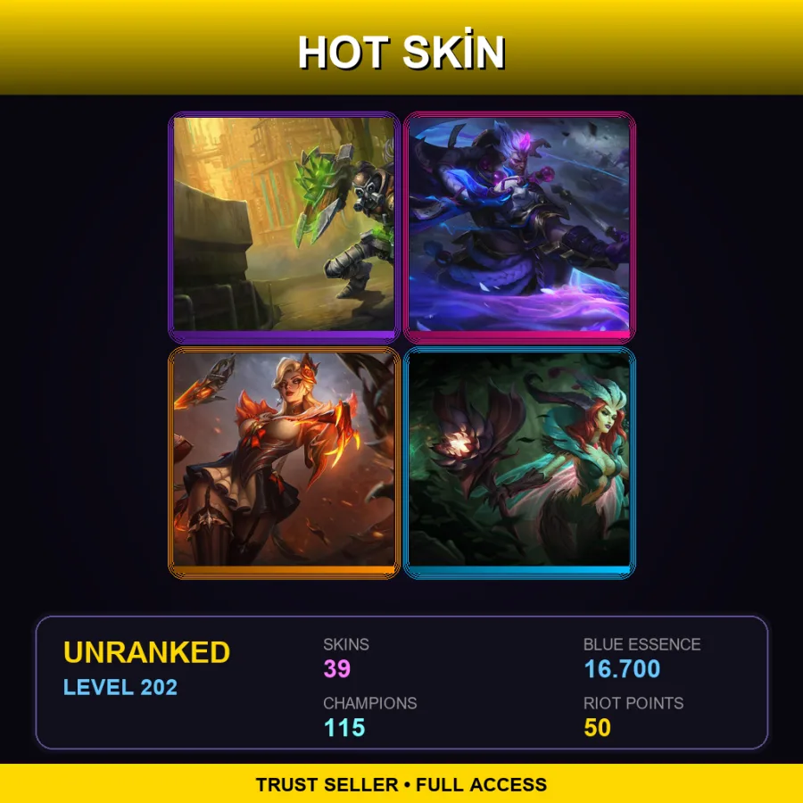 EUW | Lv202 | Unranked | 39 Skin | 115 Champ