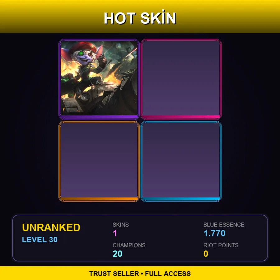 LAN | Lv30 | Unranked | 1 Skin | 20 Champ — LoL account