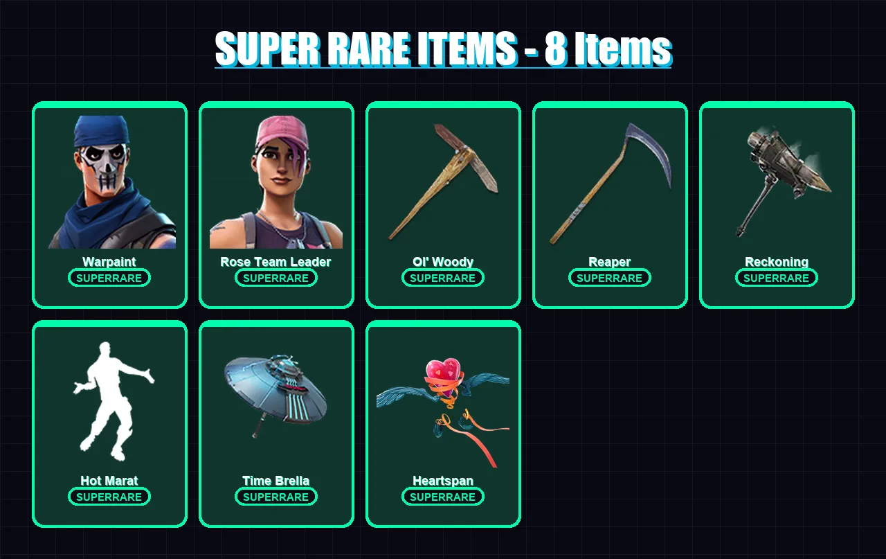 [PC/PSN] | Warpaint | Rose Team Leader | Omegarok | Calamity | Frozen Love Ranger | 79 skin | 86 pickaxe | 53 emote | 60 glider | Lv826 — Fortnite account