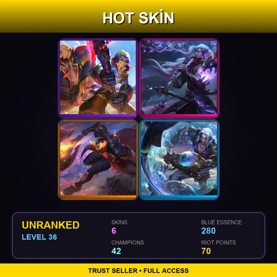 EUW | Lv36 | Unranked | 6 Skin | 42 Champ