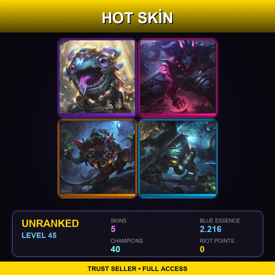 EUW | Lv45 | Unranked | 5 Skin | 40 Champ — Omega Squad Twitch