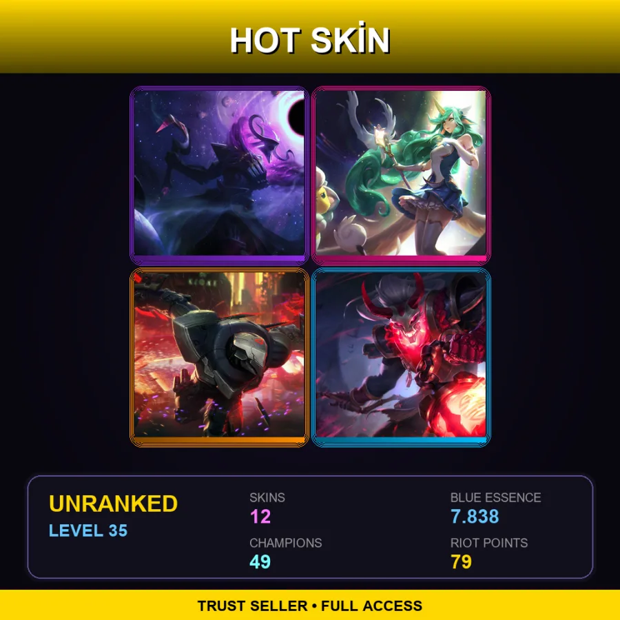 OCE | Lv35 | Unranked | 12 Skin | 49 Champ — LoL account