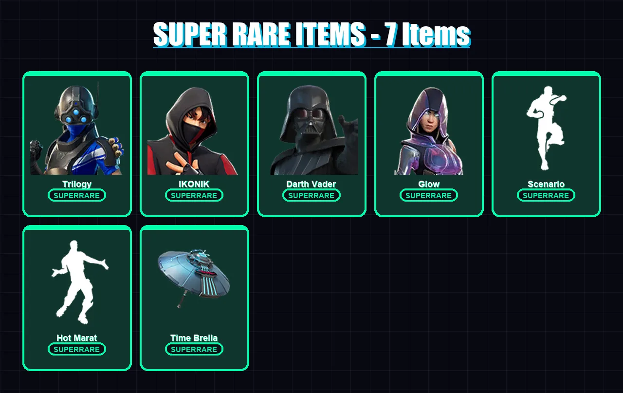 [PC/XBOX] | Trilogy | IKONIK | Darth Vader | Glow | Malik | 47 skin | 70 pickaxe | 73 emote | 72 glider | Lv1193