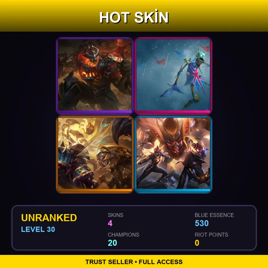 EUW | Lv30 | Unranked | 4 Skin | 20 Champ — LoL account