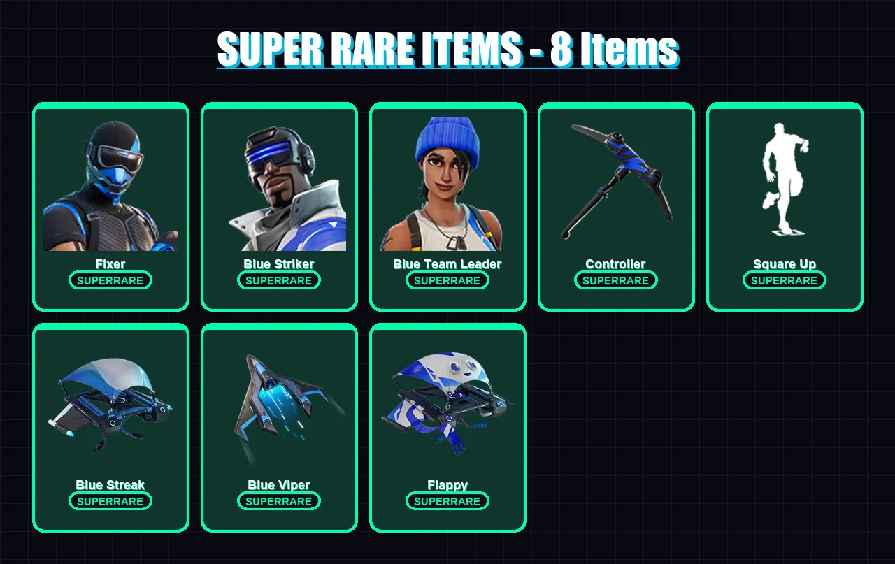 [PC/XBOX] | Fixer | Blue Striker | Blue Team Leader | Nezumi | The Cube Queen | 28 skin | 42 pickaxe | 51 emote | 41 glider | Lv824