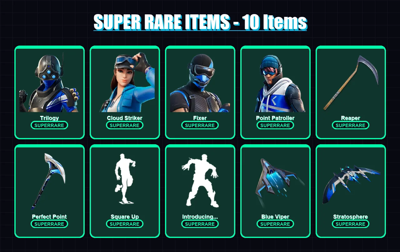 [PC/XBOX] | Trilogy | Cloud Striker | Fixer | Point Patroller | Fusion | 39 skin | 68 pickaxe | 49 emote | 62 glider | Lv1261