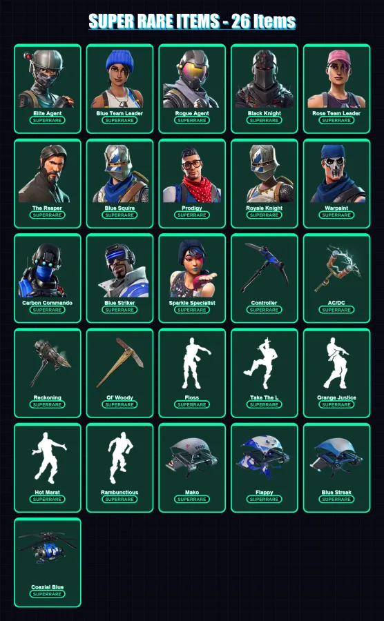 [PC/XBOX] | Elite Agent | Blue Team Leader | Rogue Agent | Black Knight | Rose Team Leader | 82 skin | 51 pickaxe | 64 emote | 68 glider | Lv997
