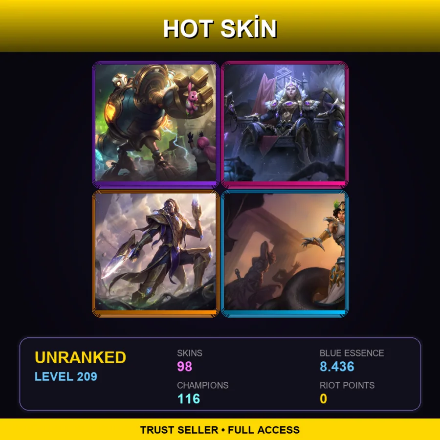SG | Lv209 | Unranked | 98 Skin | 116 Champ