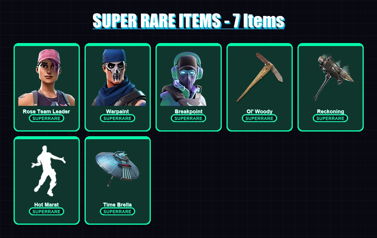 [PC/PSN] | Rose Team Leader | Warpaint | Breakpoint | Catalyst | Ronin | 103 skin | 90 pickaxe | 84 emote | 74 glider | Lv884