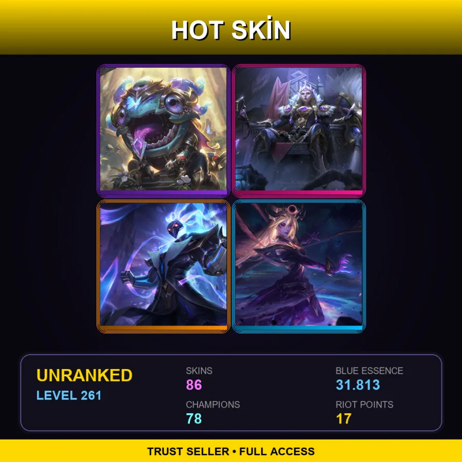 LAS | Lv261 | Unranked | 86 Skin | 78 Champ — LoL account