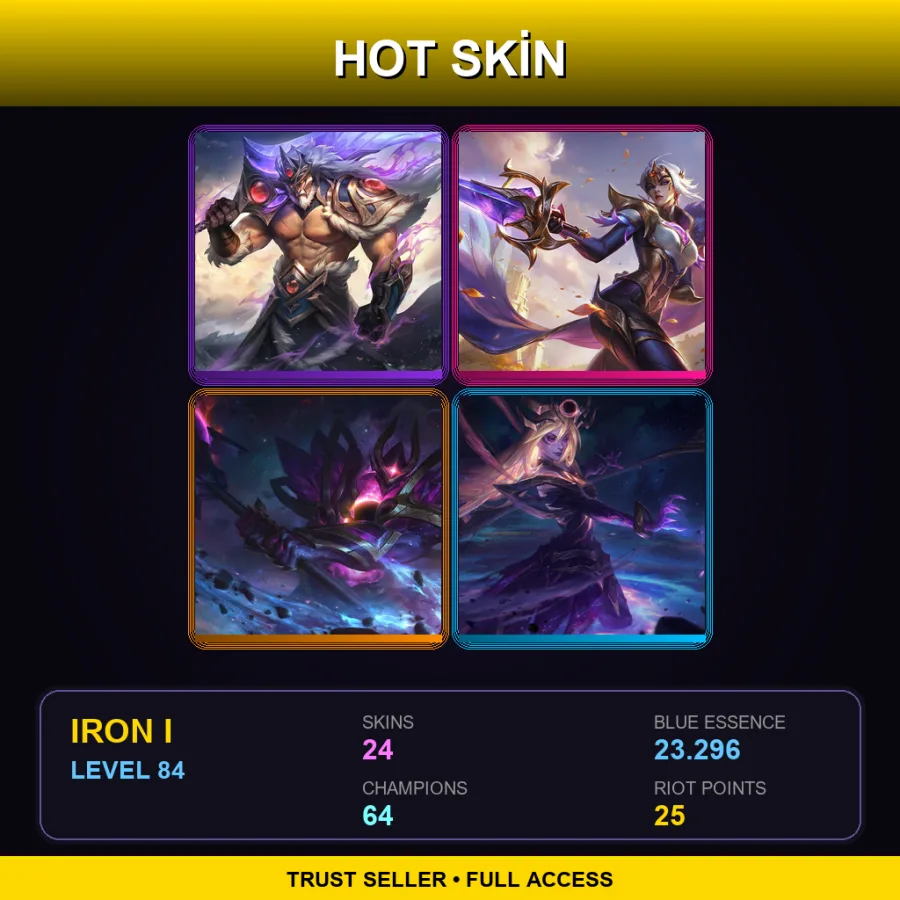 LAN | Lv84 | Iron I | 24 Skin | 64 Champ — LoL account