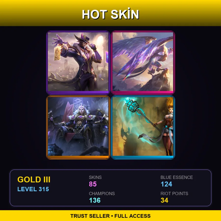 BR | Lv315 | Gold III | 85 Skin | 136 Champ — LoL account