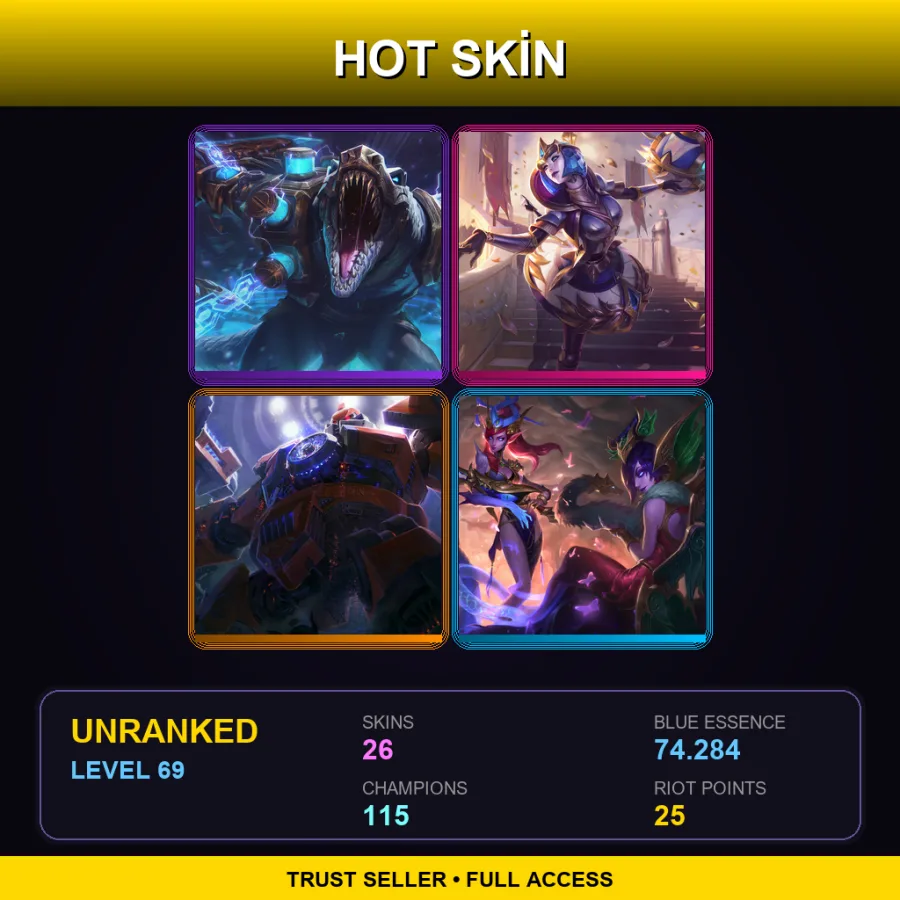TR | Lv69 | Unranked | 26 Skin | 115 Champ — LoL account