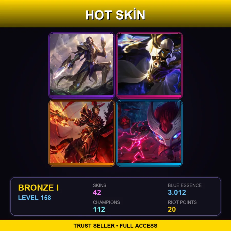 BR | Lv158 | Bronze I | 42 Skin | 112 Champ — LoL account