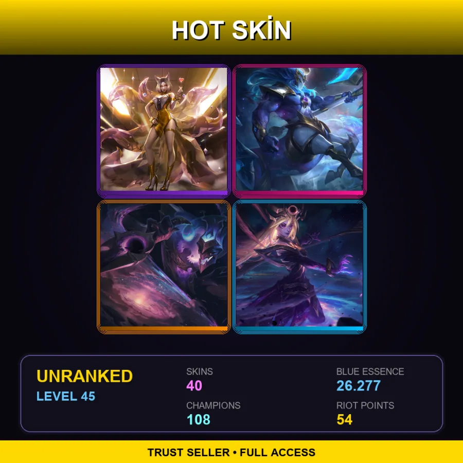 VN | Lv45 | Unranked | 40 Skin | 108 Champ