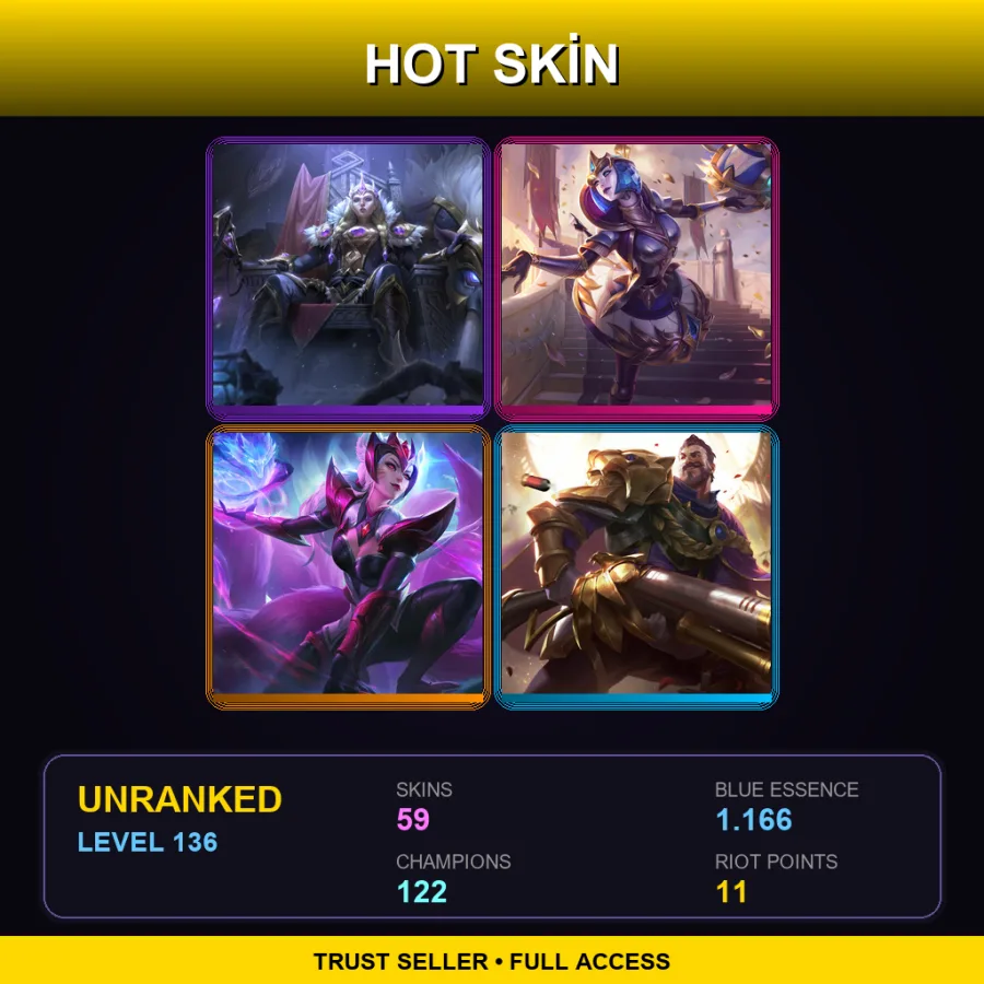 SG | Lv136 | Unranked | 59 Skin | 122 Champ