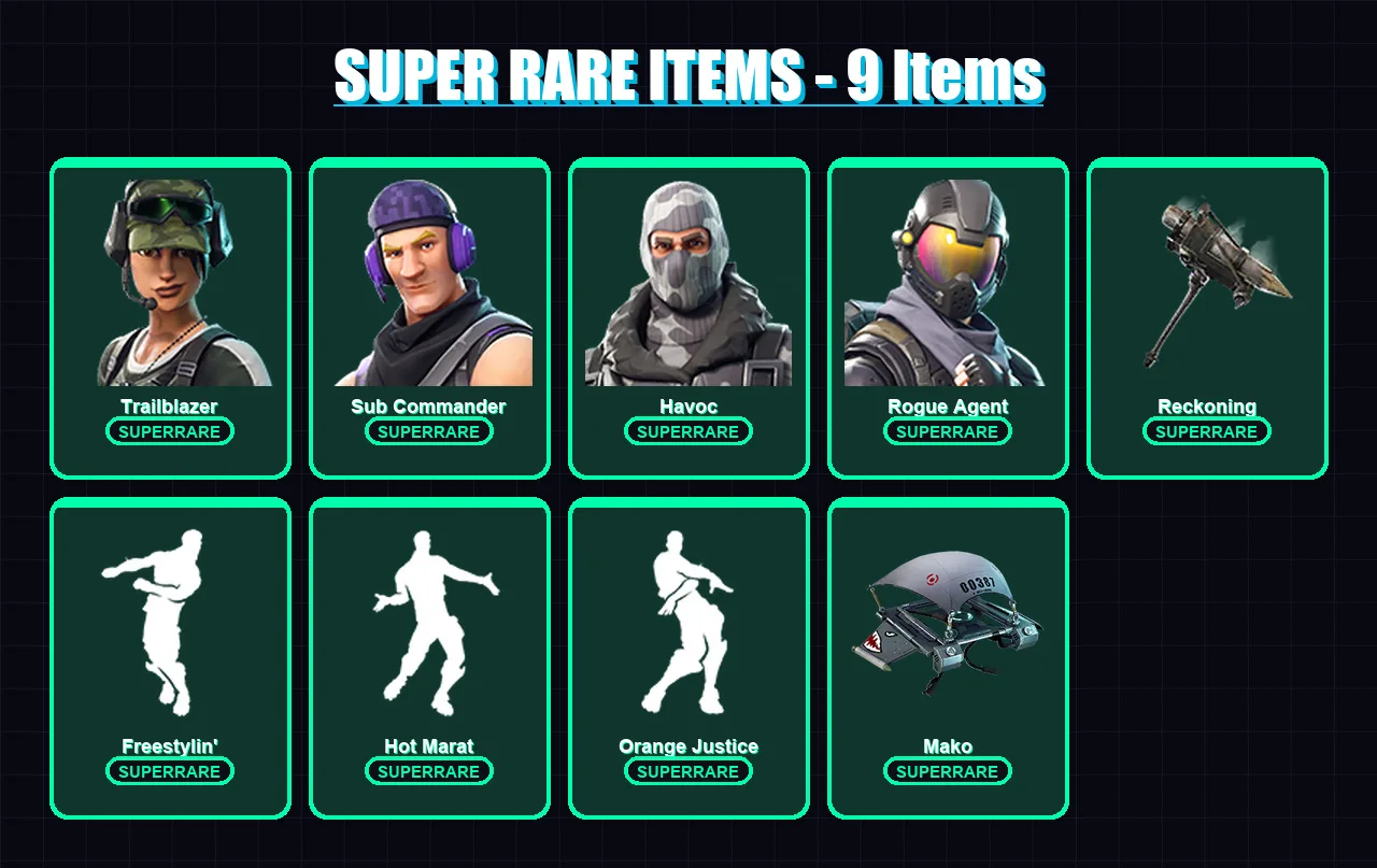 [PC/XBOX/PSN] | Trailblazer | Sub Commander | Havoc | Rogue Agent | Calamity | 38 skin | 22 pickaxe | 33 emote | 28 glider | Lv442 — Fortnite account