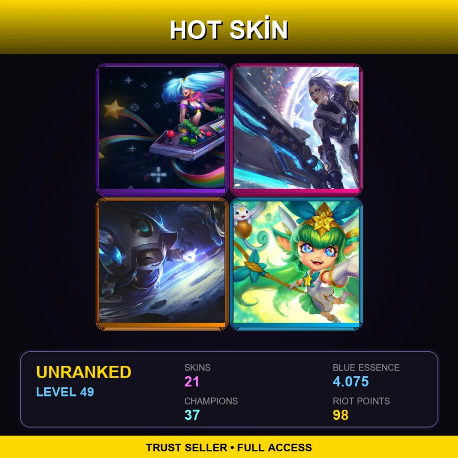NA | Lv49 | Unranked | 21 Skin | 37 Champ