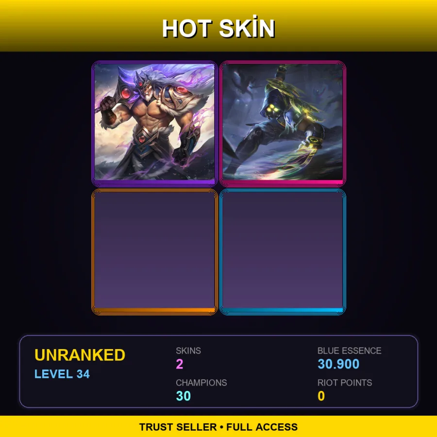 EUW | Lv34 | Unranked | 2 Skin | 30 Champ