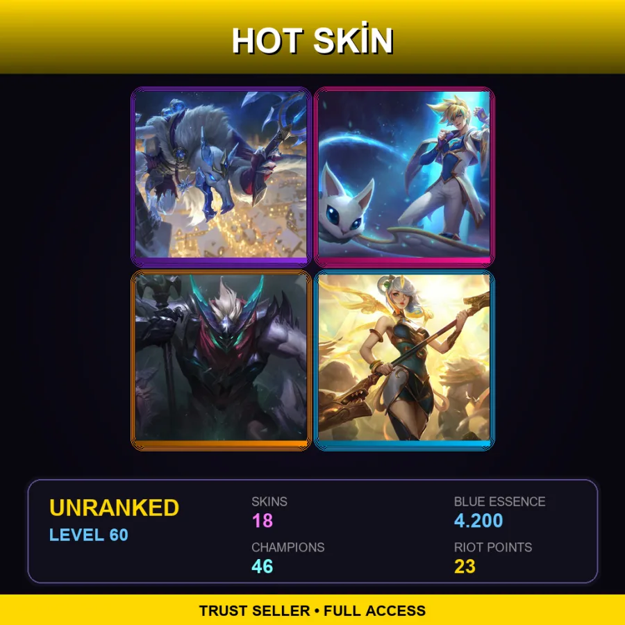 EUW | Lv60 | Unranked | 18 Skin | 46 Champ